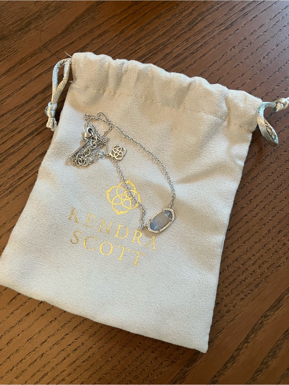 Kendra Scott Elisa Silver Necklace w/ Pale Amethyst Pendant Giftable Never Worn